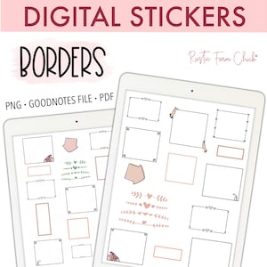 BORDERS Digital Stickers for GoodNotes, Pre-cropped Frames for Digital Planner Stickers, GoodNotes Stickers, Bonus Stickers