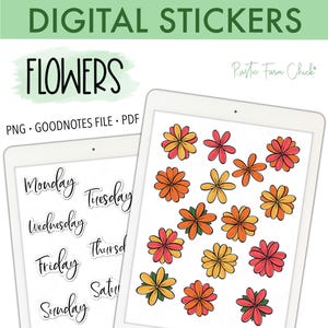 FLOWERS Digital Stickers for GoodNotes, Garden Pre-cropped Digital Planner Stickers, GoodNotes Stickers, Bonus Stickers