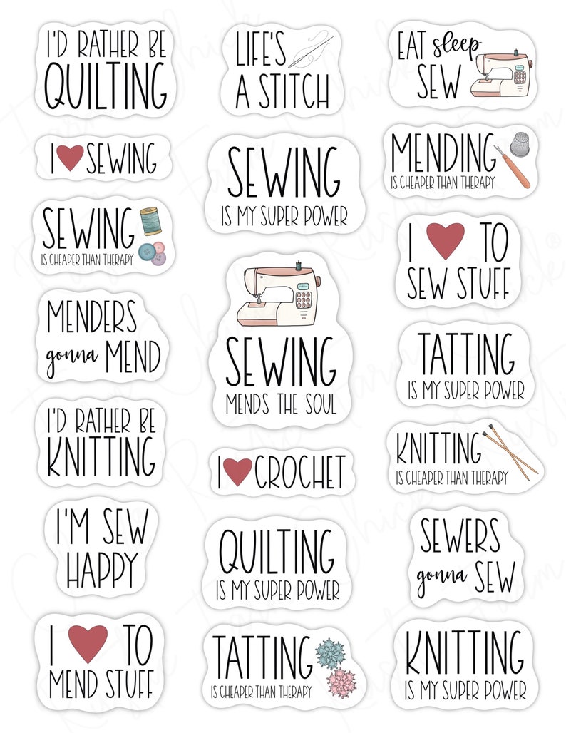 SEWING Digital Stickers for GoodNotes, Pre-cropped Digital Planner Stickers, Quilt, Knit, Crochet, Bonus Stickers image 2