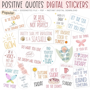 POSITIVE ZITATE Digitale Aufkleber, GoodNotes-Aufkleber, vorgeschnittene digitale Planer-Aufkleber, Bonus-Aufkleber