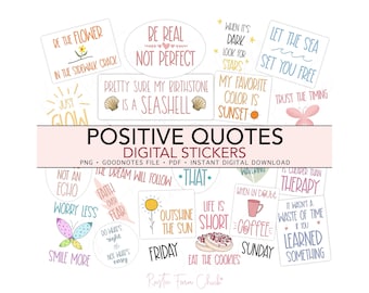 POSITIVE QUOTES Digital Stickers, Motivation Pre-cropped Digital Planner Stickers, GoodNotes Stickers, Bonus Stickers
