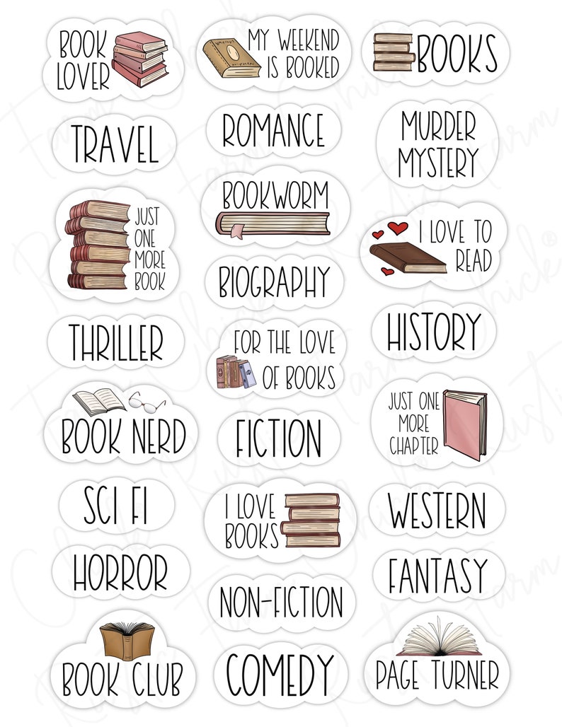 BOOKS Digital Stickers for GoodNotes, Reading Stickers, Pre-cropped Digital Planner Stickers, GoodNotes Stickers, Bonus Stickers image 3