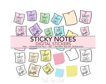 STICKY NOTES Digital Stickers, Planner Widget Notes, Pre-cropped Digital Planner Stickers, GoodNotes Stickers, Bonus Stickers