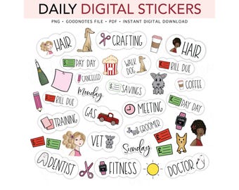 DAILY LIFESTYLE Basic Everyday Planning, Pre-cropped Digital Planner Stickers, GoodNotes Stickers, Bonus Stickers