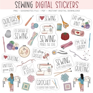 SEWING Digital Planner Stickers, GoodNotes Digital Stickers, Quilting, Crochet, Knitting