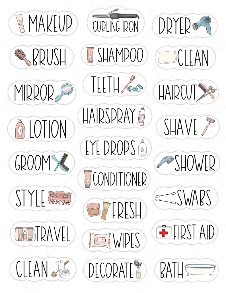 BATHROOM Digital Goodnotes Stickers, Digital Planner Stickers