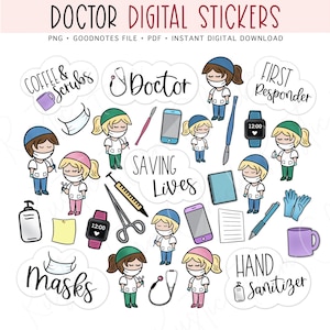 DOCTOR & MEDICAL Digitale Planner Aufkleber, GoodNotes Digitale Aufkleber