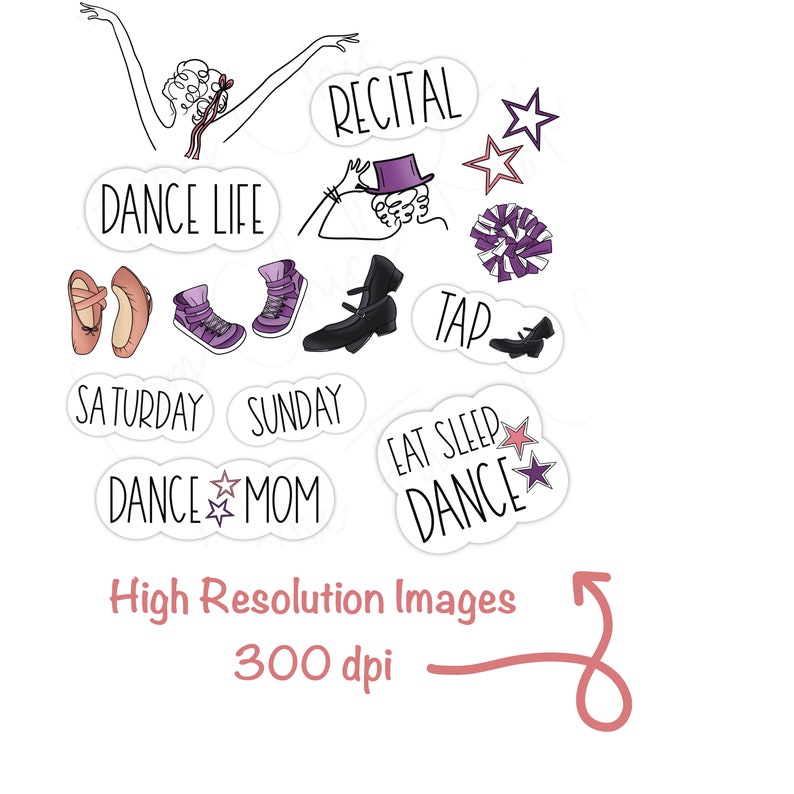 DANCE Goodnotes Stickers, Digital Planner Stickers, Ballet Dance Class