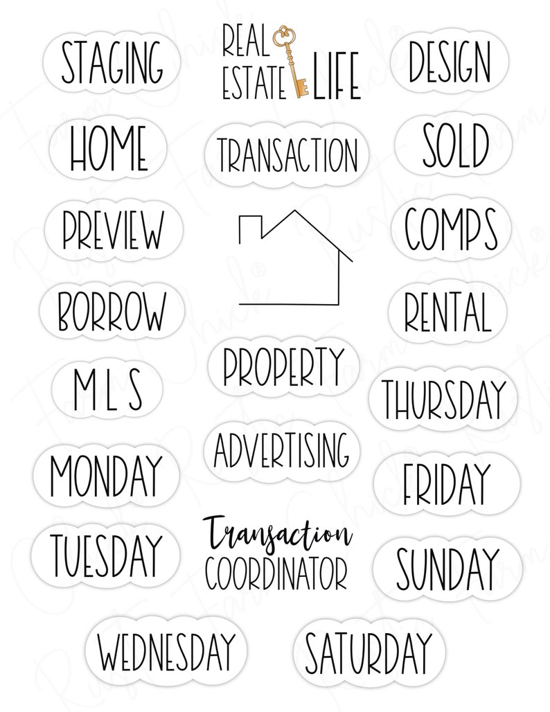 REAL ESTATE Digital Planner Stickers, Pre-cropped Digital Stickers for GoodNotes, Bonus Stickers image 6