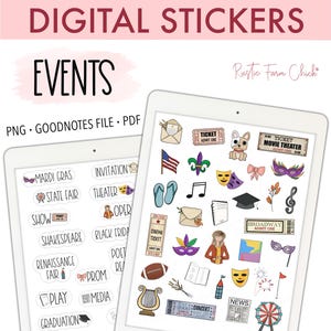 EREIGNISSE Digitale Aufkleber für GoodNotes, Aktivitäten Digitale Planner Aufkleber, Filme, Konzerte, Festivals, Theaterkarten, Bonus Aufkleber