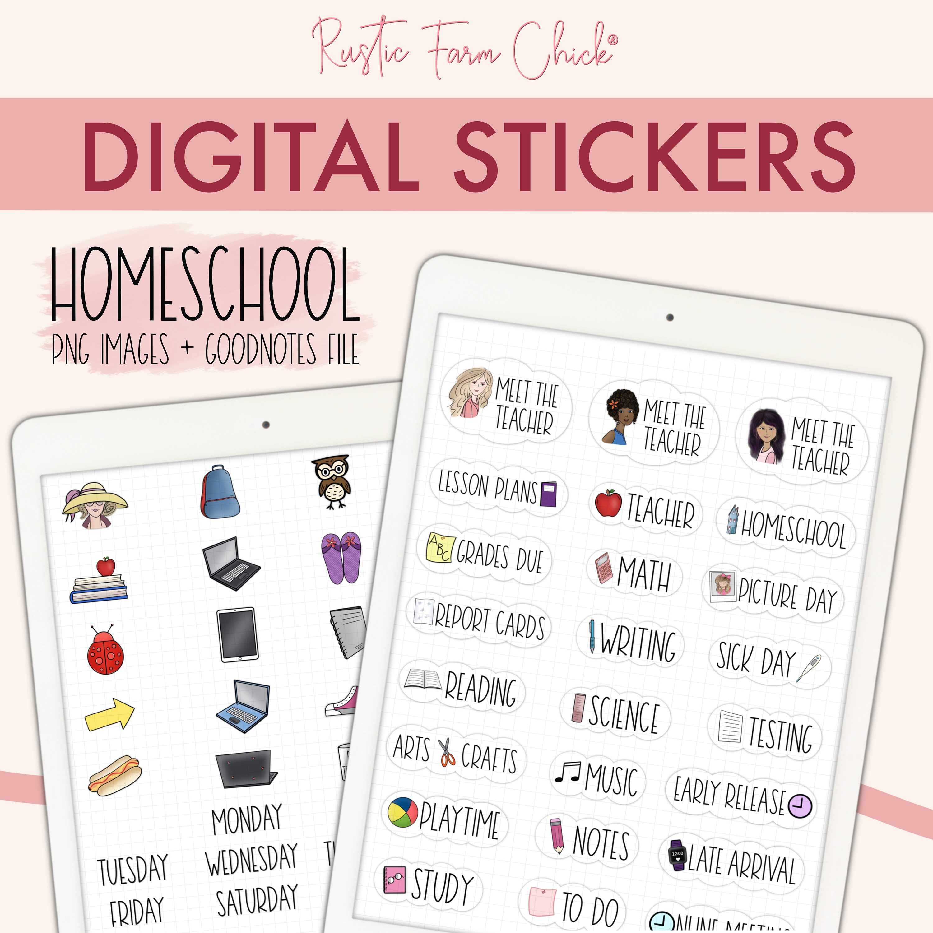 TEACHER Digital Stickers for GoodNotes Homeschool Precropped Etsy