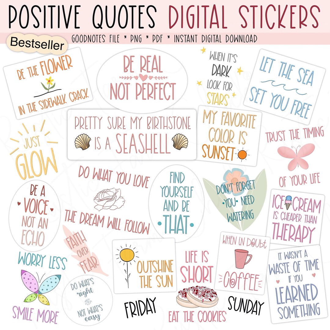 POSITIVE QUOTES Digital Stickers Goodnotes Stickers - Etsy