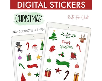 CHRISTMAS Digital Planner Stickers, Winter Holiday Pre-cropped Digital Stickers, GoodNotes Stickers, Bonus Stickers