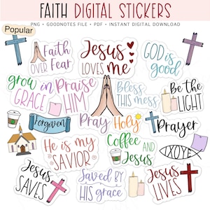 FAITH QUOTES Digital Stickers, Bible Journal Planner Stickers, Christian Religious Digital Stickers, GoodNotes Stickers, Bonus Stickers