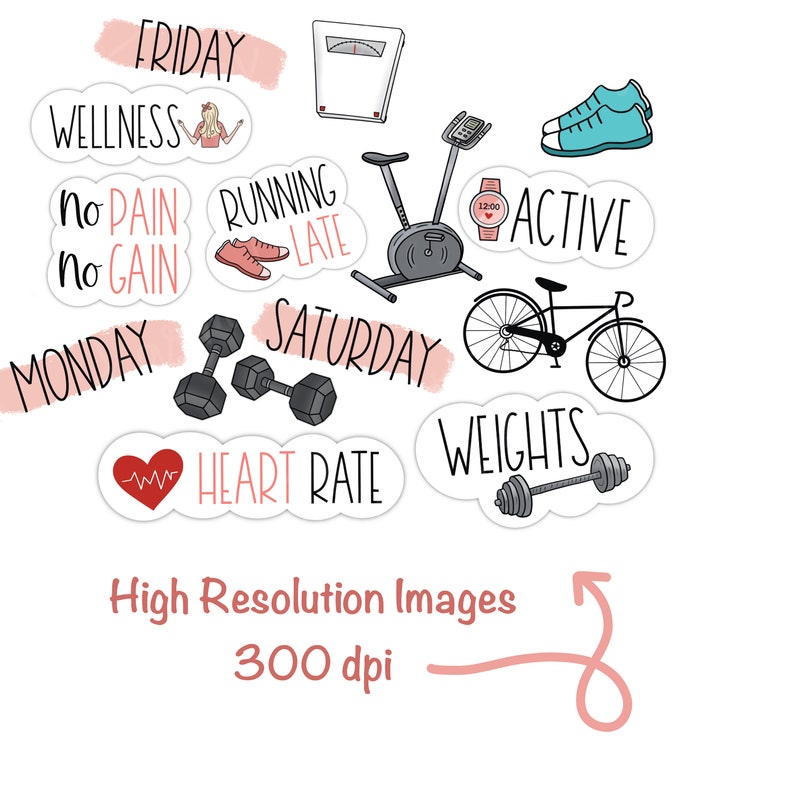 FITNESS Digital Stickers for GoodNotes, Exercise Pre-cropped Digital Planner Stickers, GoodNotes Stickers, Bonus Stickers image 5