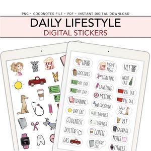Digitale stickers DAILY LIFESTYLE, standaardkalender voorgesneden digitale plannerstickers, GoodNotes-stickers, bonusstickers