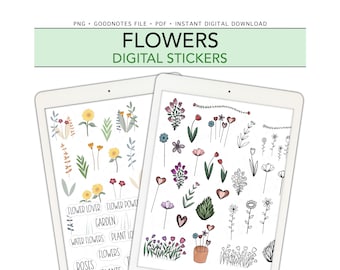 FLOWER GARDEN Digital Planner Stickers | GoodNotes | iPad & Android | Bonus Stickers