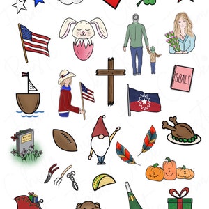 NATIONAL U.S. HOLIDAYS Digital Stickers, Federal Holidays Pre-cropped Digital Planner Stickers for GoodNotes, Bonus Stickers zdjęcie 4