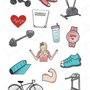 FITNESS Digital Stickers for GoodNotes, Exercise Pre-cropped Digital Planner Stickers, GoodNotes Stickers, Bonus Stickers image 3