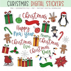 Christmas Holiday Planner Stickers: GoodNotes Digital Stickers (PNG, PDF)