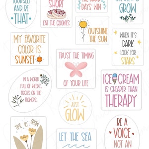 Stickers numériques POSITIVE QUOTES, Stickers GoodNotes, Stickers d'agenda numériques pré-recadrés pour GoodNotes, Stickers bonus image 3