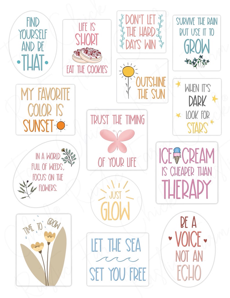 Stickers numériques POSITIVE QUOTES, Stickers GoodNotes, Stickers d'agenda numériques pré-recadrés pour GoodNotes, Stickers bonus image 3