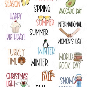 SEASONS & MONTHS Digital Stickers for GoodNotes, Pre-cropped Digital Planner Stickers, GoodNotes Stickers, National Days, Bonus Stickers image 2