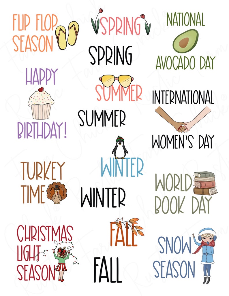 SEASONS & MONTHS Digital Stickers for GoodNotes, Pre-cropped Digital Planner Stickers, GoodNotes Stickers, National Days, Bonus Stickers image 2