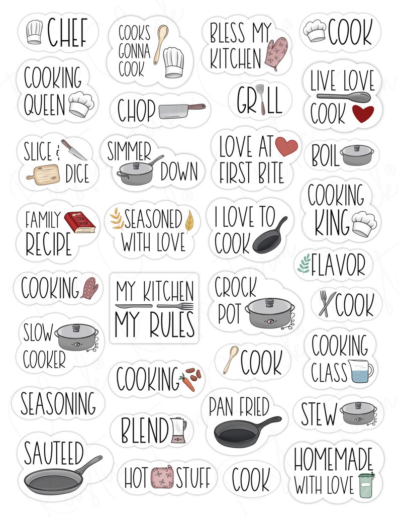 COOKING Digital Stickers for Goodnotes Pre-cropped Digital - Etsy