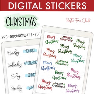 Adesivi digitali BUON NATALE, adesivi GoodNotes, adesivi stampabili per le feste, adesivi pretagliati per planner digitali, adesivi bonus
