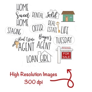 REAL ESTATE Digital Planner Stickers, Pre-cropped Digital Stickers for GoodNotes, Bonus Stickers image 7