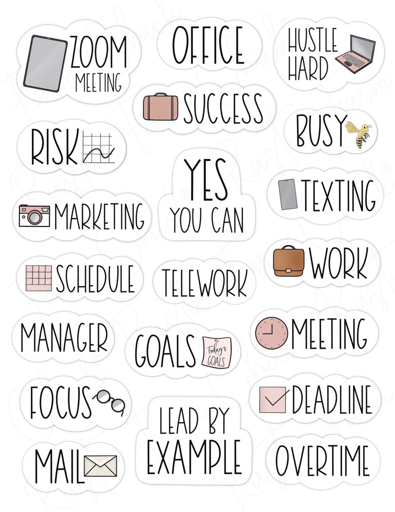 OFFICE WORK Digital Stickers for GoodNotes, Pre-cropped Digital Planner Stickers, GoodNotes Stickers, Bonus Stickers image 2