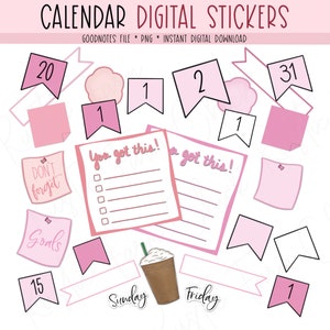 Goodnotes Flower Stickers Date Stickers for Planners Digital Calendar  Stickers Digital Planner Numbers Digital Calendar Numbers 