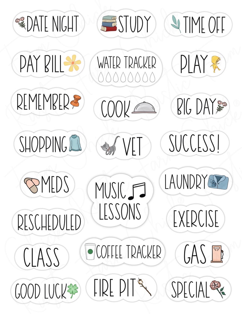 DAILY LIFE Digital Stickers for GoodNotes, Basic Pre-cropped Digital Planner Stickers, GoodNotes Stickers, Bonus Stickers image 3