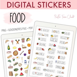 Adesivos digitais de alimentos para GoodNotes, adesivos de planejador digital pré-cortados de fast food, adesivos de GoodNotes, adesivos de bônus