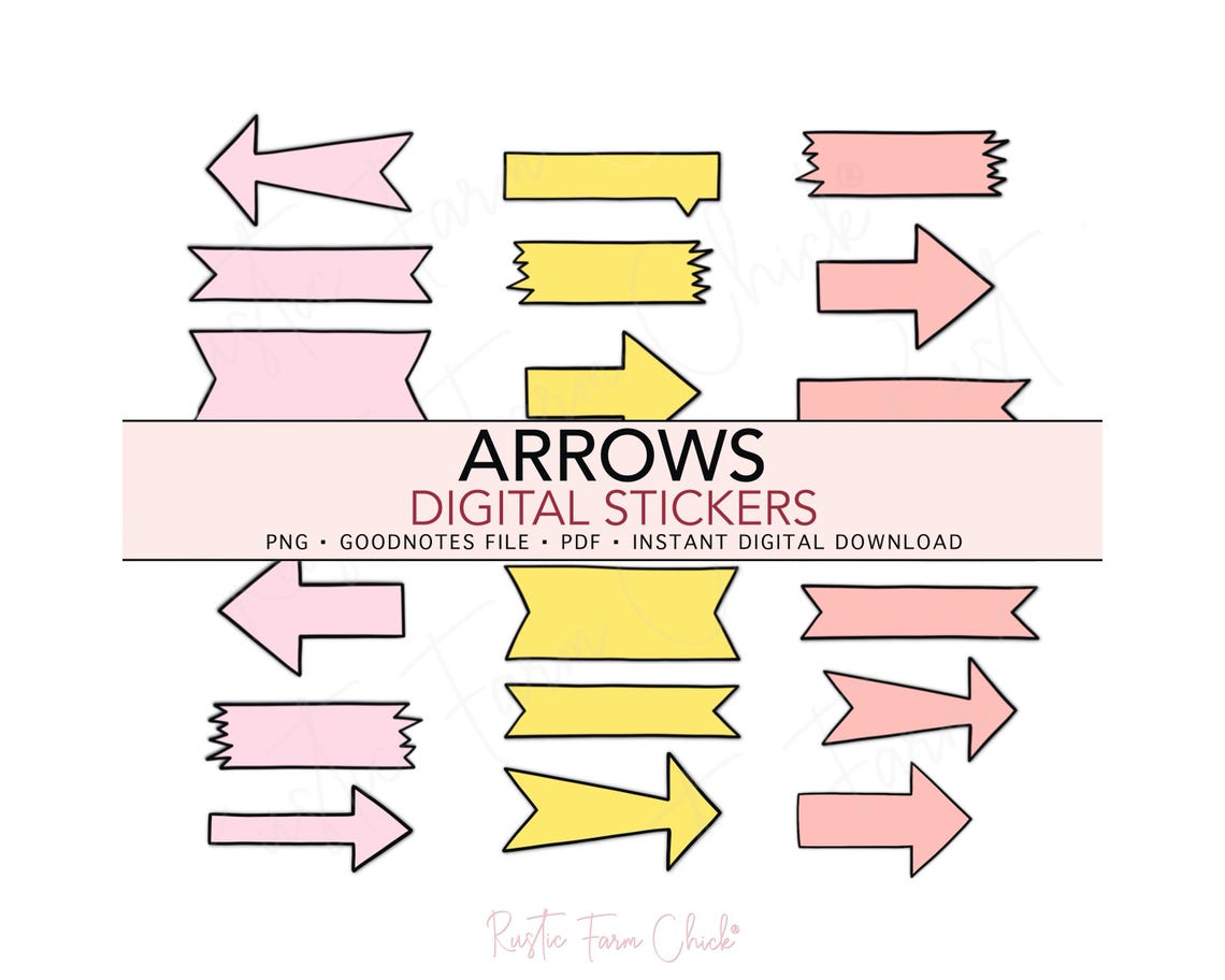 ARROWS Digital Stickers, Goodnotes Stickers, Pre-cropped Digital ...
