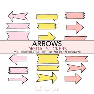 ARROWS Digital Stickers, GoodNotes Pre-cropped Digital Planner Stickers, Widgets, Bonus Stickers