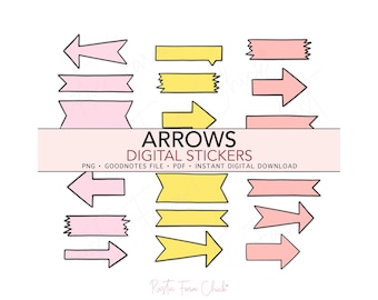 ARROWS Widgets Pre-cropped Digital Planner Stickers, GoodNotes Stickers, Bonus Stickers