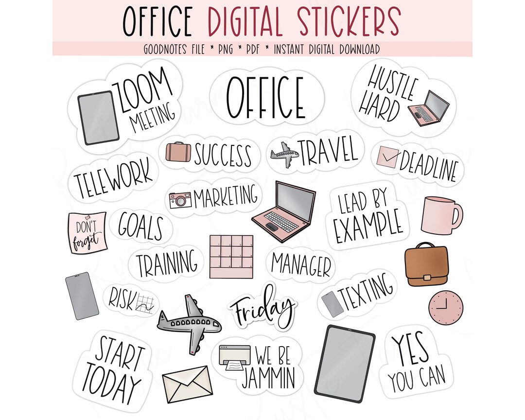 OFFICE Digital Stickers for Goodnotes Work Precropped Etsy