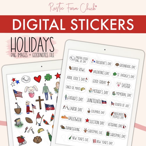 CHRISTMAS Digital Stickers for Goodnotes Planner Precropped Etsy