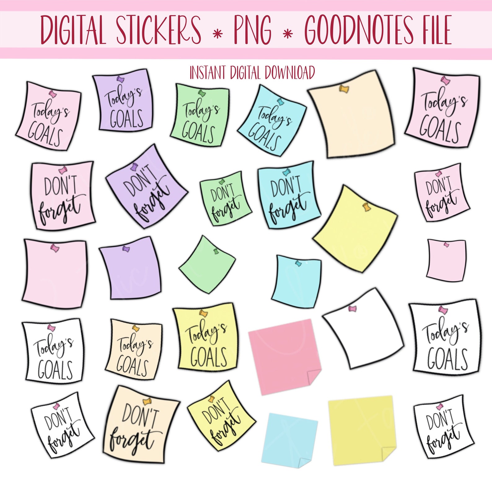 STICKY NOTES Digital Stickers for GoodNotes Planner GoodNotes Etsy