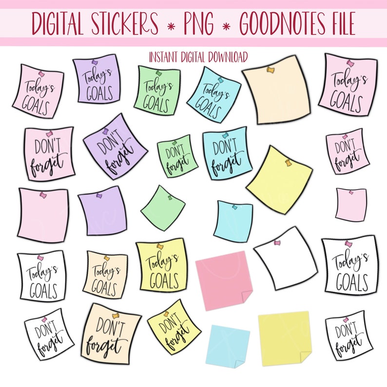 STICKY NOTES Digital Stickers for GoodNotes Planner Basic Etsy