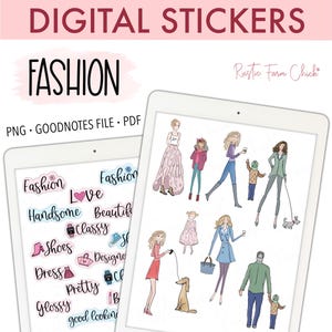 FASHION Digitale Aufkleber für GoodNotes, vorgeschnittene digitale Planer-Aufkleber für Fashionista, GoodNotes-Aufkleber, Bonus-Aufkleber