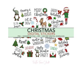 Weihnachten digitale Aufkleber, Urlaub vorgeschnittene digitale Planer Aufkleber, GoodNotes Aufkleber, Bonus Aufkleber