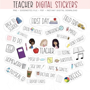 SCHOOL CLASSROOM TEACHER Digital Planner Stickers, GoodNotes Digital Stickers