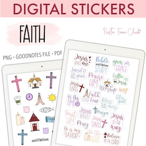 FAITH QUOTES Digital Planner Stickers, Bible Journal Stickers, Pre-cropped Digital Stickers, GoodNotes Stickers, Bonus Stickers