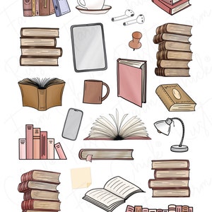 BOOKS Digital Stickers for GoodNotes, Reading Stickers, Pre-cropped Digital Planner Stickers, GoodNotes Stickers, Bonus Stickers image 2