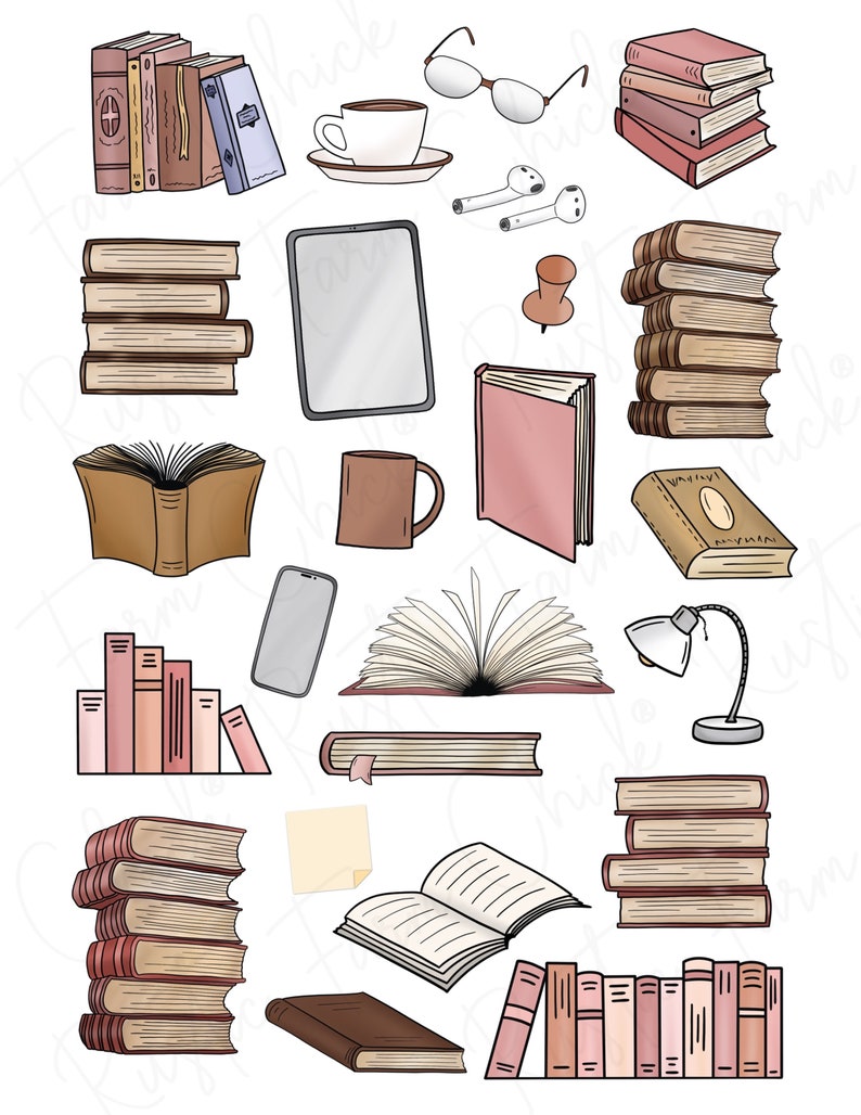 BOOKS Digital Stickers for GoodNotes, Reading Stickers, Pre-cropped Digital Planner Stickers, GoodNotes Stickers, Bonus Stickers image 2