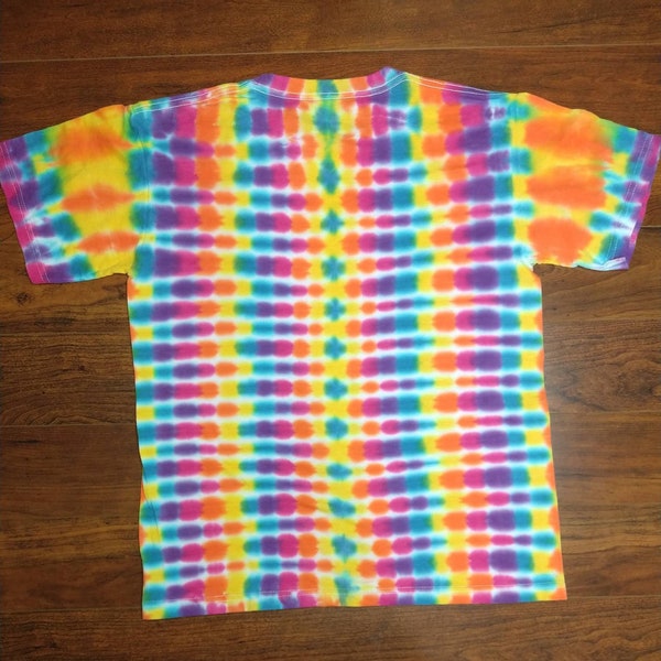 Youth Large  rainbow checkerboard tie-dye shirt