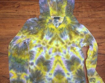 Small Yellow Purple and Lavender tie dye shirt hoodie